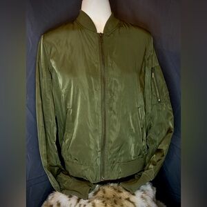 Blue Rain Forest Green Bomber Jacket